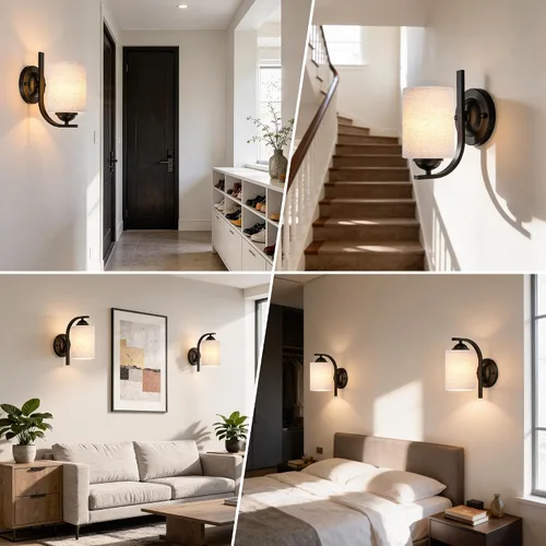 Vista 9 de Apliques de pared para dormitorio, baño, accesorios de iluminación modernos de tocador, negro mate, faroles de iluminación de montaje en pared