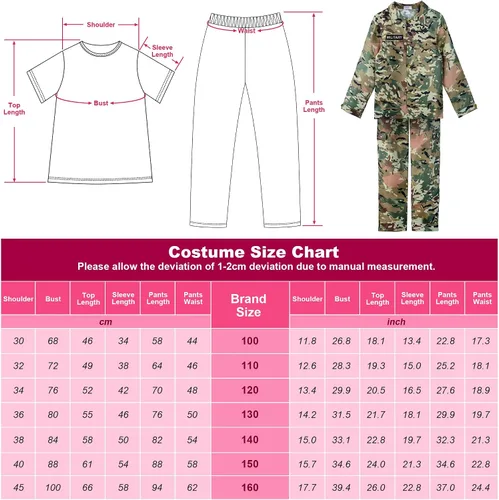 Vista 3 de ReliBeauty Disfraz de soldado uniforme de camuflaje del ejército