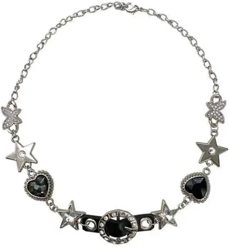 Vista 11 de Collar minimalista con cadena irregular Y2k para uso diario, versátil, joyería de moda para mujer, plata Dorado-1