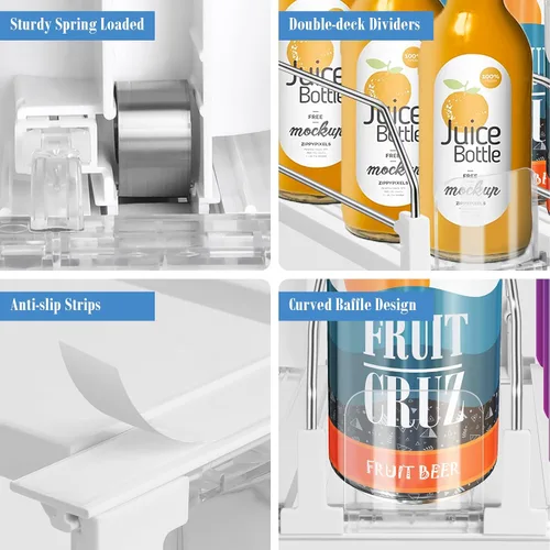 Vista 5 de hanmir Organizador de bebidas para refrigerador, dispensador de latas de soda de ancho ajustable para organizadores y almacenamiento