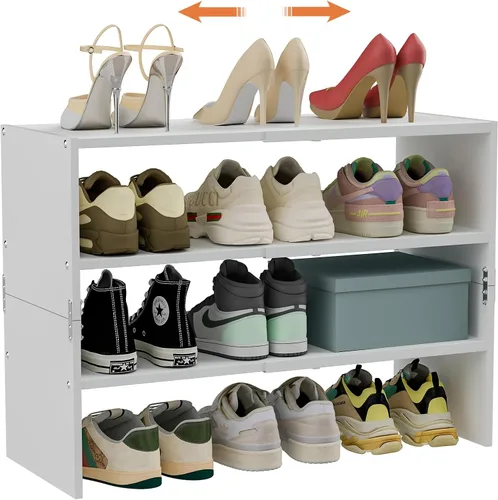 Vista 9 de Cidaziya Zapatero Expandible de 1 Nivel para Zapatero de Armario, Organizador de Zapatero de 1 Nivel Apilable Blanco para Clóset, Estructura Robusta