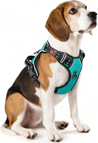 Vista 36 de Timos Arnés para perro de tamaño pequeño, arnés sin tirones para mascotas con cuello a presión bloqueable, chaleco reflectante para perro, sin