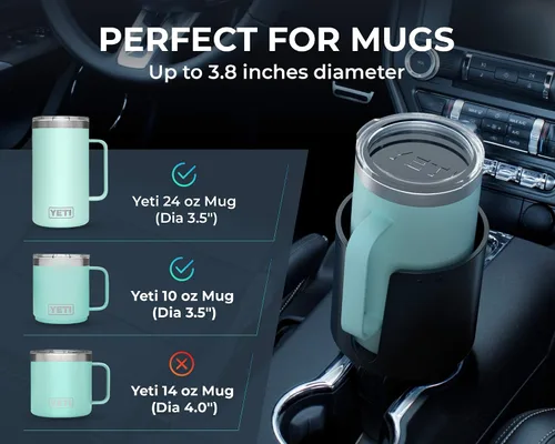 Vista 4 de Expansor y adaptador para portavasos de automóvil para botellas grandes, compatible con botellas HydroFlask, Nalgene, Yeti, Camelbak y Klean