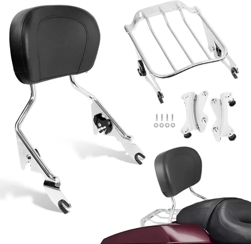 Vista 8 de AUFER - Respaldo acolchonado vertical desmontable y soporte para equipaje para motocicleta + kit de accesorios de acoplamiento de 4 puntos de dos