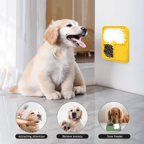 Vista 4 de Coomazy Paquete de 2 alfombrillas para lamer cachorros de gato, alimentador lento y diseño antideslizante, reductor de aburrimiento y ansiedad