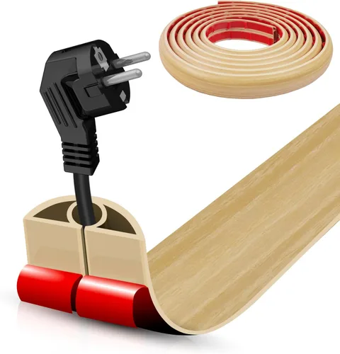 Vista 49 de Cubierta autoadhesiva para cables de suelo, gestión de cables de 3.3 pies, protector de tira de extensión para cables, evita tropiezos de cables