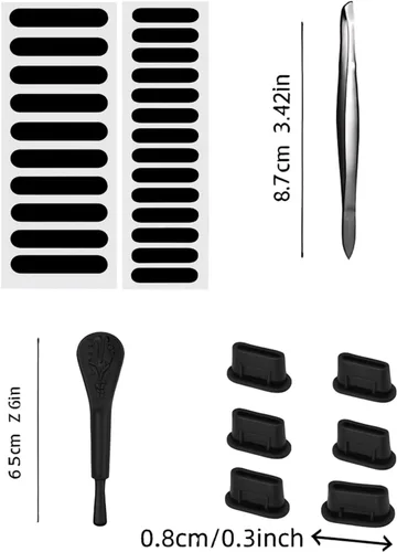 Vista 7 de Kit de tapa antipolvo tipo C y cubierta antipolvo para altavoces: protector universal de puerto de carga USB-C y juego de malla de altavoz