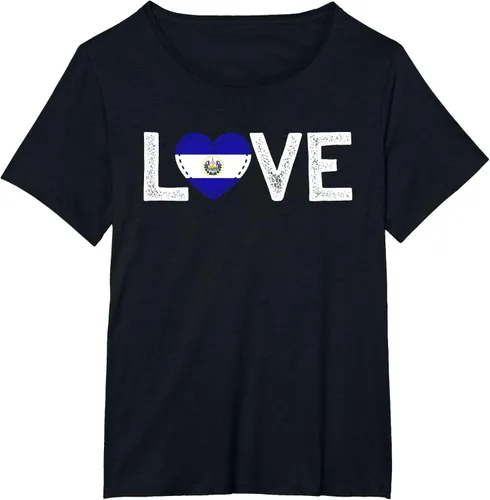 Vista 28 de Camiseta de regalo con la bandera de El Salvador LOVE, Negro, S