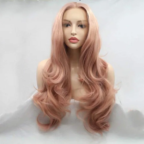 Vista 12 de 1001 #Color sintético rubio blanco encaje frente pelucas para mujeres pelo rubio platino largo cuerpo onda peluca resistente al calor fibra larga