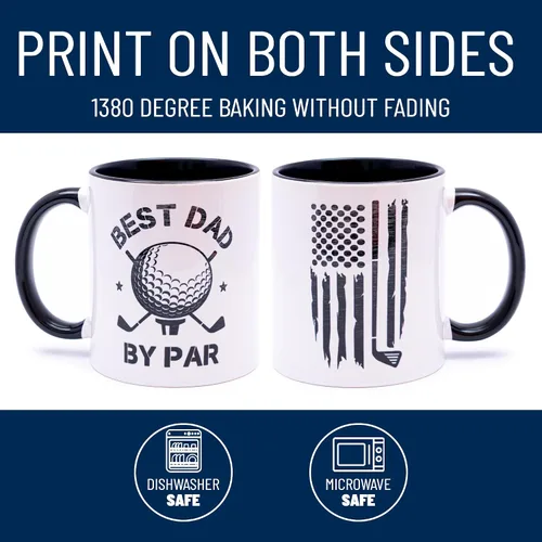 Vista 2 de decorluxes Regalos de golf para papá, taza de cerámica de 11 onzas, taza para el mejor papá por par, divertido regalo de golf para hombres, marido