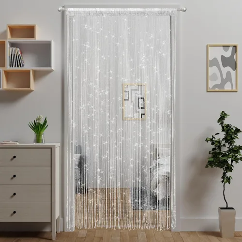 Vista 14 de 2 piezas de cortina de cuentas para puerta, divisor de habitación colgante, decoración de cuentas, panel de flecos con purpurina hippie para Negro