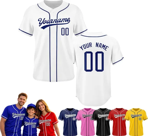 Vista 10 de Camiseta de béisbol personalizada, nombre del equipo, número de equipo, logotipo, camisetas impresas cosidas, uniformes deportivos, regalos