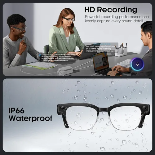 Vista 6 de Yowow BIT Lentes de cámara inteligente AI con cámara HD de 8 MP, fotos 4K y video 1080P, antivibración, llamadas de música y Bluetooth, traducción