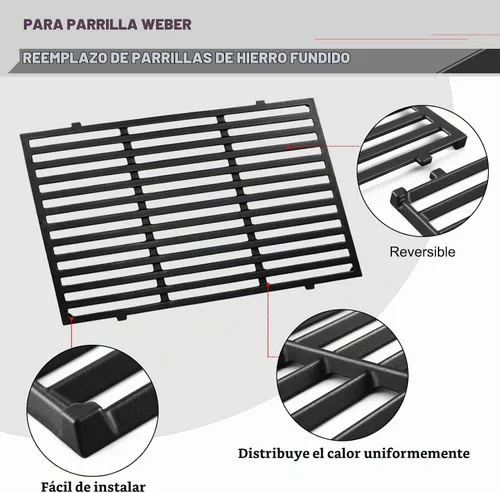 Vista 5 de 7638 Spirit Grill Rejillas de repuesto para Weber Spirit II E-310 E-330 GS4 Parrilla Weber Spirit E310 Grill Grate 300 Series 65906 Rejillas