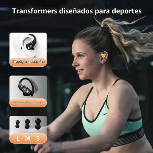 Vista 4 de Transformers TF-T26 Pro Audífonos inalámbricos Bluetooth 5.4 con orejeras, auriculares con ganchos para la oreja, tiempo de reproducción de 65H