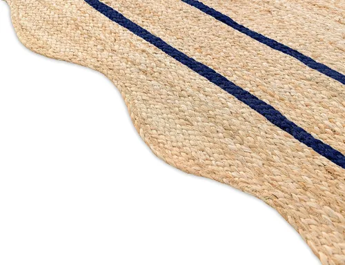 Vista 24 de Alfombra de Yute Natural Ondulada Festoneada - Corredor de Entrada Boho, Festón Estilo Granja, Blanco Roto (8'x10') Camino de entrada bohemio
