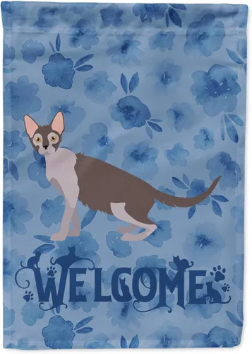Vista 249 de Caroline's Treasures CK4813CHF - Bandera de bienvenida con gato abisinio azul, manga grande, para porche, para colgar en la pared, poliéster