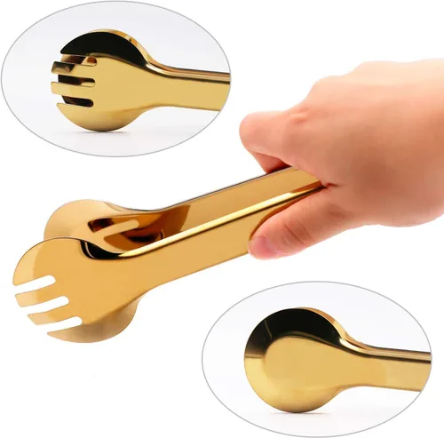 Vista 6 de 4 pinzas para servir de 9 pulgadas, de acero inoxidable, utensilios de servir para ensalada, buffet, aperitivo, postre, fiestas de comida