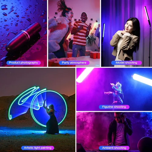 Vista 5 de Varita de luz LED RGB Ulanzi VL119, varita de video RGB de 360° para fotografía, luz cúbica recargable incorporada de 2600mAh, luz de cámara
