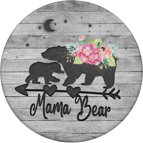 Vista 3 de Rosa rubor rosa floral Mama oso y un cachorro bebé gris rústico PopSockets intercambiables PopGrip