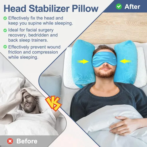 Vista 3 de AOSSA Almohada estabilizadora de cuello para dormir – Cuña triangular boca arriba para posicionamiento de cabeza y cuello, recuperación poscirugía