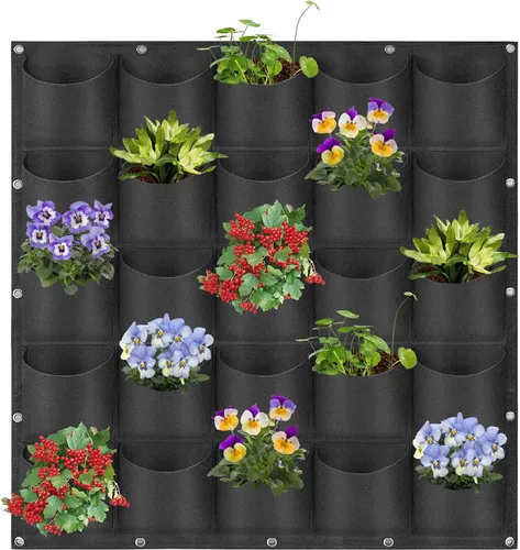 Vista 12 de Bolsas colgantes para macetas con 12 bolsillos, bolsas de cultivo verticales para colgar en la pared, macetas de jardín de hierbas para interiores