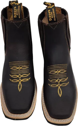 Vista 2 de Dona Michi Botas de Tobillo Cortas de Cuero Genuino para Hombre con Punta Cuadrada Hechas a Mano