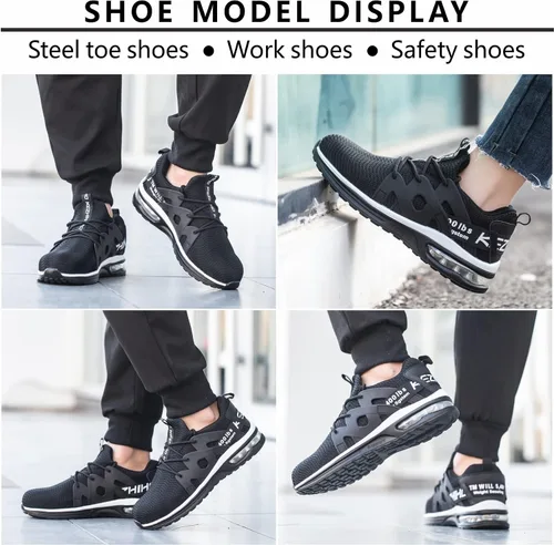 Vista 6 de Kezhiho Steel Toe Shoes for Men Women Air Cushion Lightweight Work Shoes Comfortable Breathable Puncture Proof Slip Resistant Sneakers