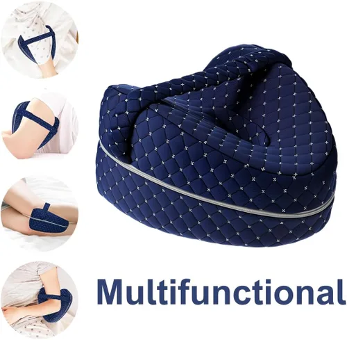 Vista 4 de Almohada de rodilla para dormir de lado, almohada de alineación de cadera, almohadas de espuma viscoelástica para piernas para dormir con correa