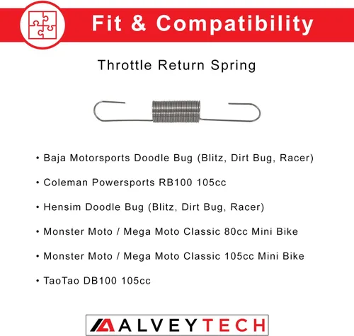 Vista 2 de AlveyTech Resorte de retorno del acelerador: se adapta a Baja Doodle Bug DB30, Coleman Powersports RB100 de 105 cc, Hensim Doodle Bug, Mega Moto