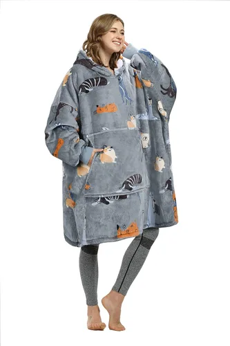 Vista 27 de Catalonia Oversized Sherpa Hoodie Blanket Wearable Sweatshirt for Adults Dual-Layer Pullover Blanket for Extra Warmth, Reading, Watching TV and