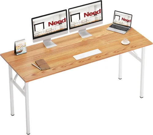 Vista 19 de Need - Escritorio plegable de 31 1/2" sin ensamblaje, mesa pequeña para computadora, escritorio robusto y resistente para espacios pequeños, marco