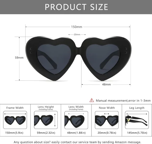 Vista 3 de WMAO Gafas de sol en forma de corazón para mujer, retro, moda fiesta, elegante, protección UV400