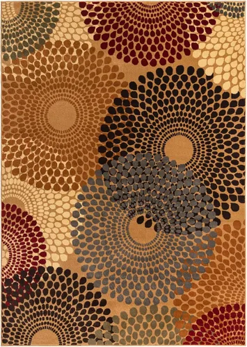Vista 3 de Unique Loom Barista Collection Alfombra de área - Java (7' 1" x 10' Rectángulo, Beige/Negro)