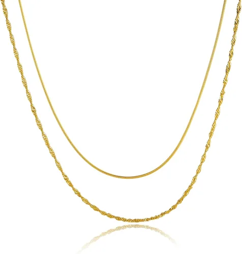 Vista 66 de Collares en capas para mujer, chapados en plata, delicada cuerda torcida de serpiente, delicado collar en capas, gargantilla de diferentes