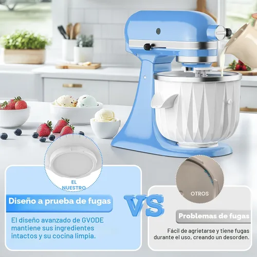 Vista 6 de GVODE - Accesorio para máquina de helados para batidora KitchenAid, cuenco congelador de 2 cuartos de galón