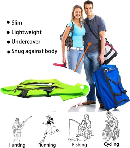 Vista 58 de Bolsa de cintura ultrafino con ranuras c/visualización para tarjeta de crédito, para deportes, aire libre, correr, caminar, viajes.