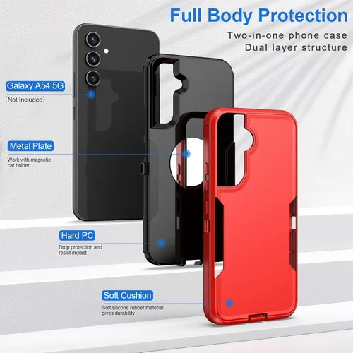 Vista 2 de Funda para Samsung Galaxy A54 5G, [protección contra caídas de grado militar de 10 pies] [protector de pantalla] a prueba de golpes para Galaxy A54