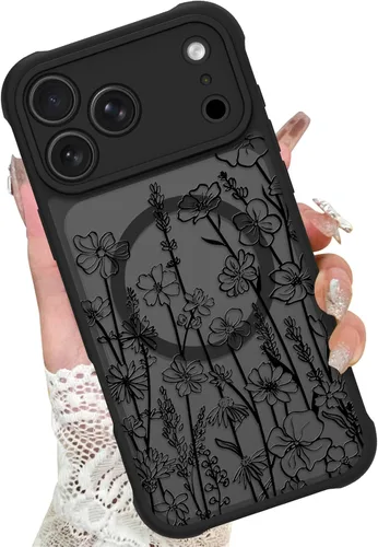 Vista 68 de KANGHAR - Funda compatible con iPhone 14, diseño de leopardo negro, textura de neumático antideslizante, a prueba de golpes, funda protectora