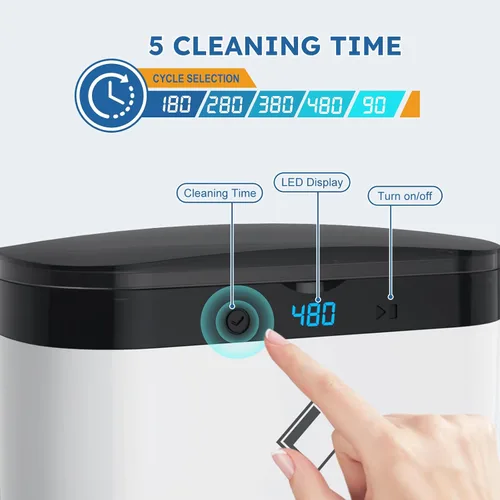 Vista 3 de Life Basis Limpiador ultrasónico de joyas portátil – Máquina de limpieza sónica de 500ML con limpieza profunda de 42kHz, 5 ajustes de temporizador
