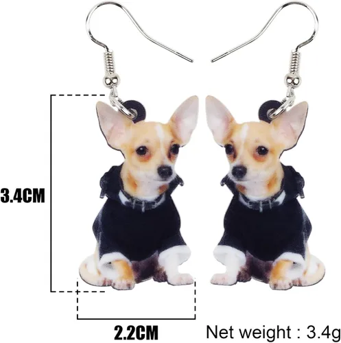 Vista 5 de Bonsny Aretes colgantes de acrílico para perro chihuahua, joyería para mujeres y niñas, Acrílico, No es una piedra preciosa