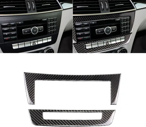 Vista 21 de para Mercedes-Benz Clase C W204 2011-2013 Real Cubierta de Panel de Fibra de Carbono Suave para Aire Acondicionado, Adhesivo de Marco de Panel