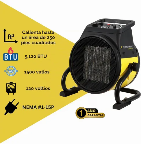 Vista 3 de Calentador de aire EUH1465, eléctrico, de Dura Heat, con base pivotante, 5,120 BTU, Amarillo