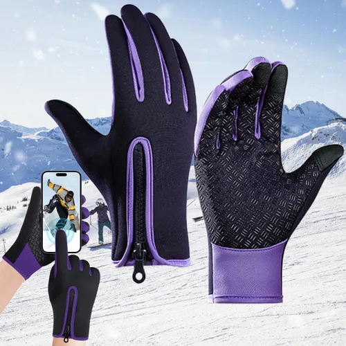 Vista 27 de Guantes de ciclismo de invierno para hombres y mujeres, impermeables, térmicos, agarre antideslizante para montar y actividades en clima frío