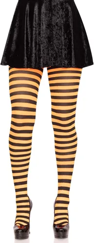 Vista 16 de Leg Avenue - Mallas de nailon a rayas para mujer Negro/Azul