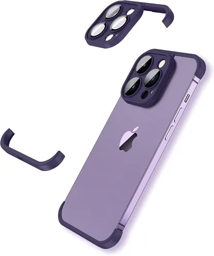 Vista 9 de LEKEVO Funda sin marco para iPhone 15 Pro Max con protector de lente de cámara, funda delgada de TPU suave a prueba de golpes, carcasa minimalista