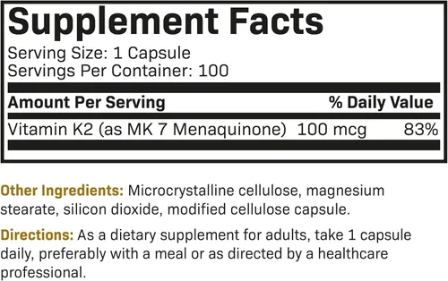 Vista 6 de Futurebiotics Vitamina K2 como MK-7 100 mcg, apoya huesos fuertes, sin OMG, 100 cápsulas vegetarianas