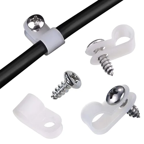 Vista 9 de RGBZONE 120pcs 1/2" negro tipo R clips de cable con tornillos