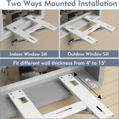 Vista 7 de Flamorrow Soporte de aire acondicionado de ventana, soporte de aire acondicionado resistente con 2 brazos, soporte universal de CA para ventana
