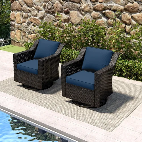 Vista 101 de Sofá de lujo para patio al aire libre de 3 plazas con mimbre de PE tejido a mano Azul